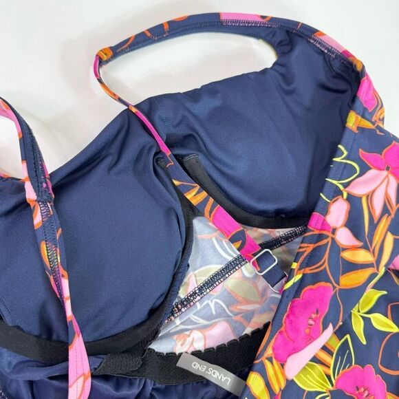 Lands End Tankini Womens Size 10 Deep Sea Jungle Floral Underwire Swim New - Picture 7 of 9